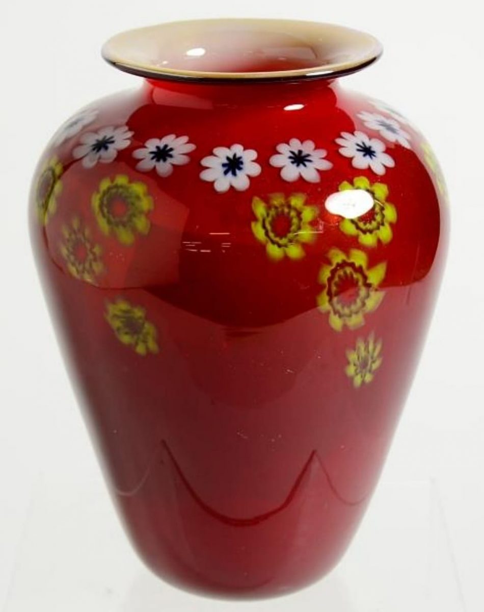 Red Vase w/Millefiori